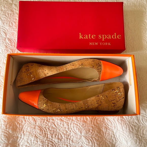 kate spade cork neon orange flats gently used - Picture 5 of 5